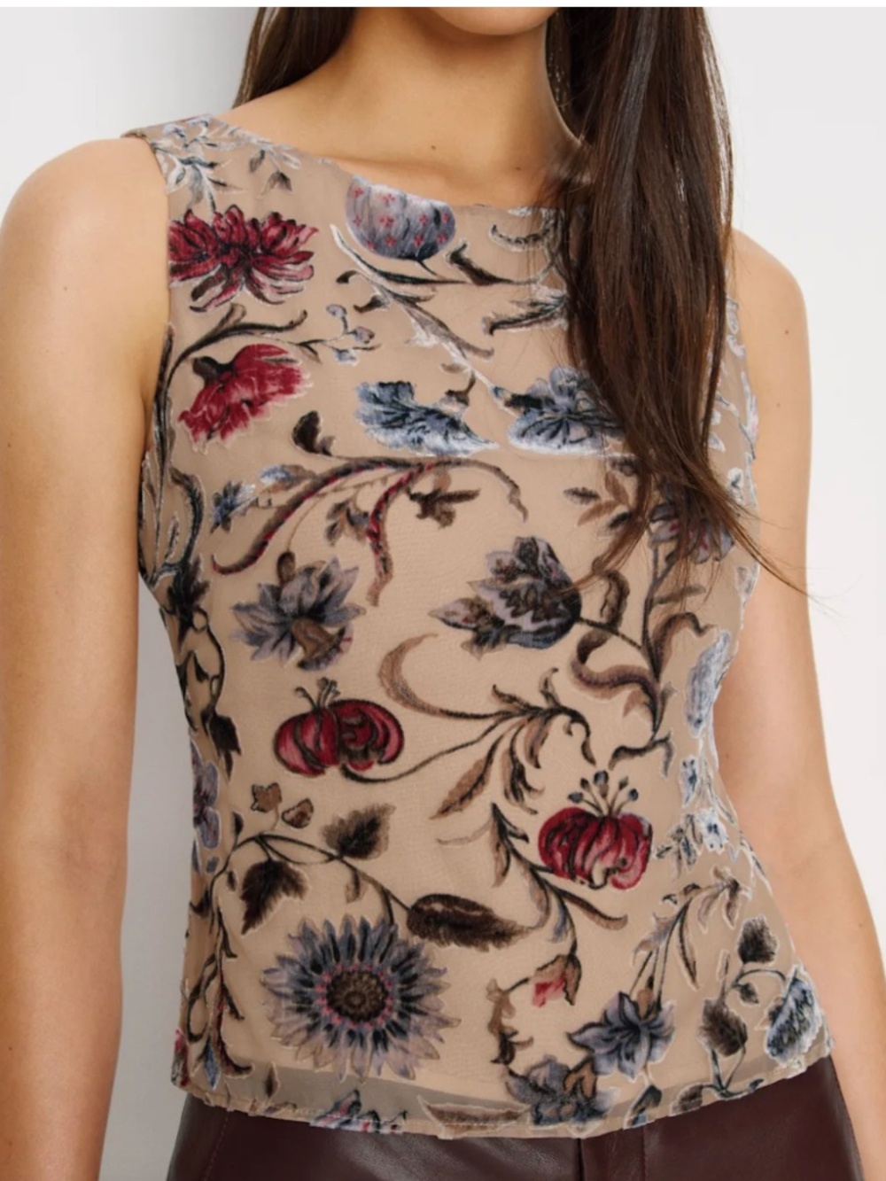 NWT Reformation Evelina Velvet Top Multi - Size 6